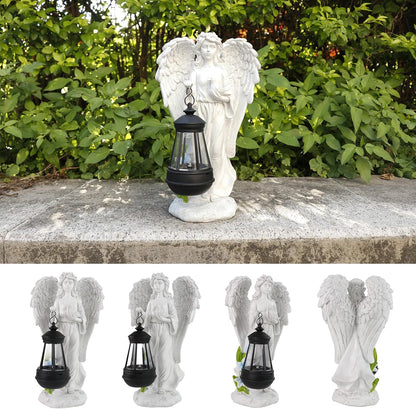 Solar Angel Garden Statue, Angel Figurine Outdoor Decor with Warm White Solar Lantern Garden Angel