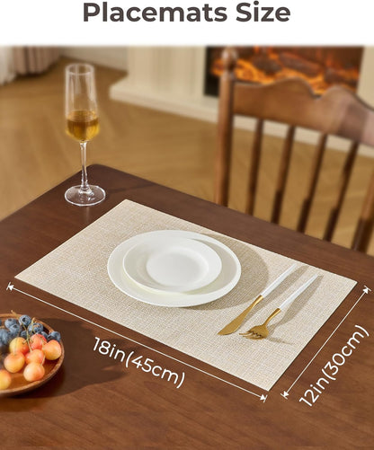 Leetaltree Beige Placemats Set of 12 - Heat Resistant Non-Slip Place mats for Dining Table