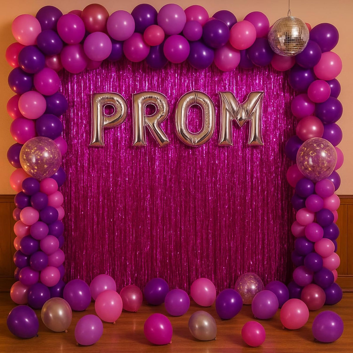 3 Pack 3.3x8.2 Feet Pink Foil Fringe Backdrop Curtains, Tinsel Streamers Birthday Party