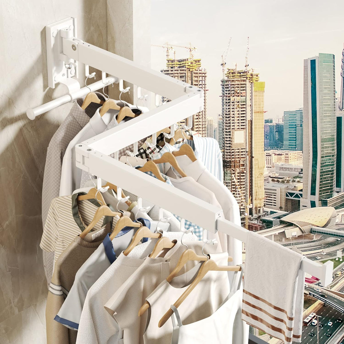 Wall Mounted Clothes Hanger Rack, Clothes Drying Rack,Laundry Drying Rack,Collapsible Clothes Rack
