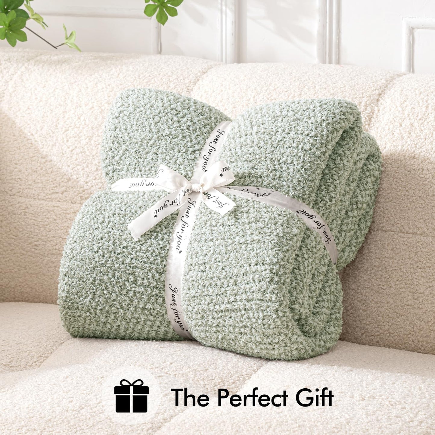 MIULEE Sage Green Super Soft Throw Blanket for Couch, Cozy Fluffy Warm Throws Knit Blankets for