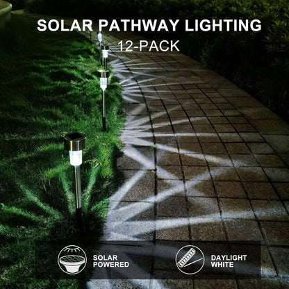 Solar Lights Outdoor Waterproof, Stainless Steel LED Landscape Lighting, Solar Garden Lights Solar