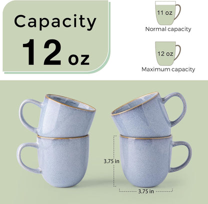 AmorArc 12oz Coffee Mugs, Ceramic Coffee Mugs set of 4 for Man, Woman, Dad, Mom, Modern Coffee Mugs