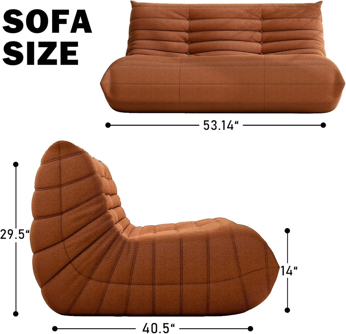 Bean Bag Chair, Loveseat Fireside Chair Bean Bag Sofa Large Bean Bag Chair for Adults, 2 Seater
