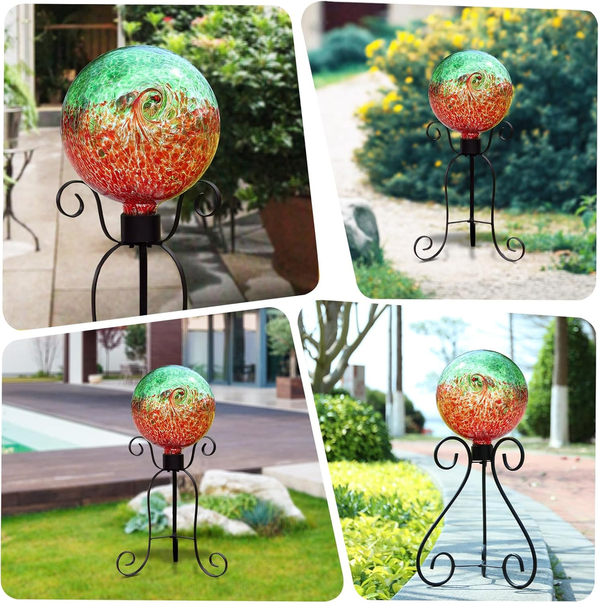 VCUTEKA Gazing Ball, Glass Gazing Balls Sphere for Garden Lawn Outdoor Ornament Yard Decorative