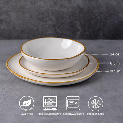 AmorArc Ceramic Dinnerware Sets,Handmade Reactive Glaze Stoneware Plates and Bowls Sets,Highly