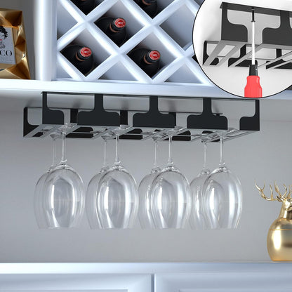 Wine Glass Rack - Under Cabinet Stemware Wine Glass Holder Glasses Storage Hanger Metal Hanging