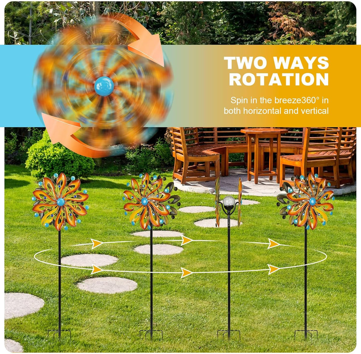 Wind Spinners for Yard and Garden - Wind Sculptures & Spinners 75 in Garden Kinetic Art with Solar