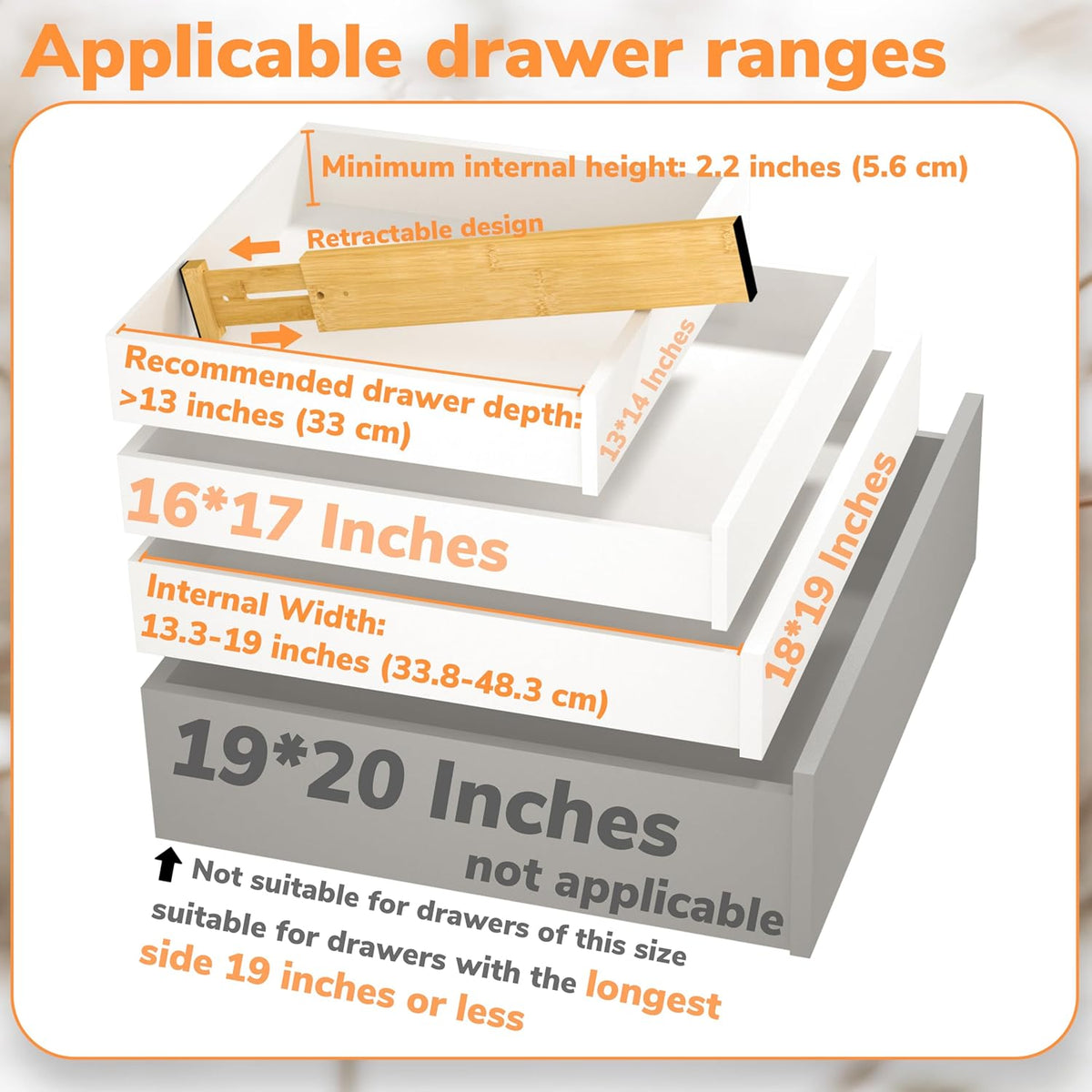 BAMEOS Drawer Divider,Expandable Bamboo Separators Adjustable Utensil Knife Fork Tool Kitchen