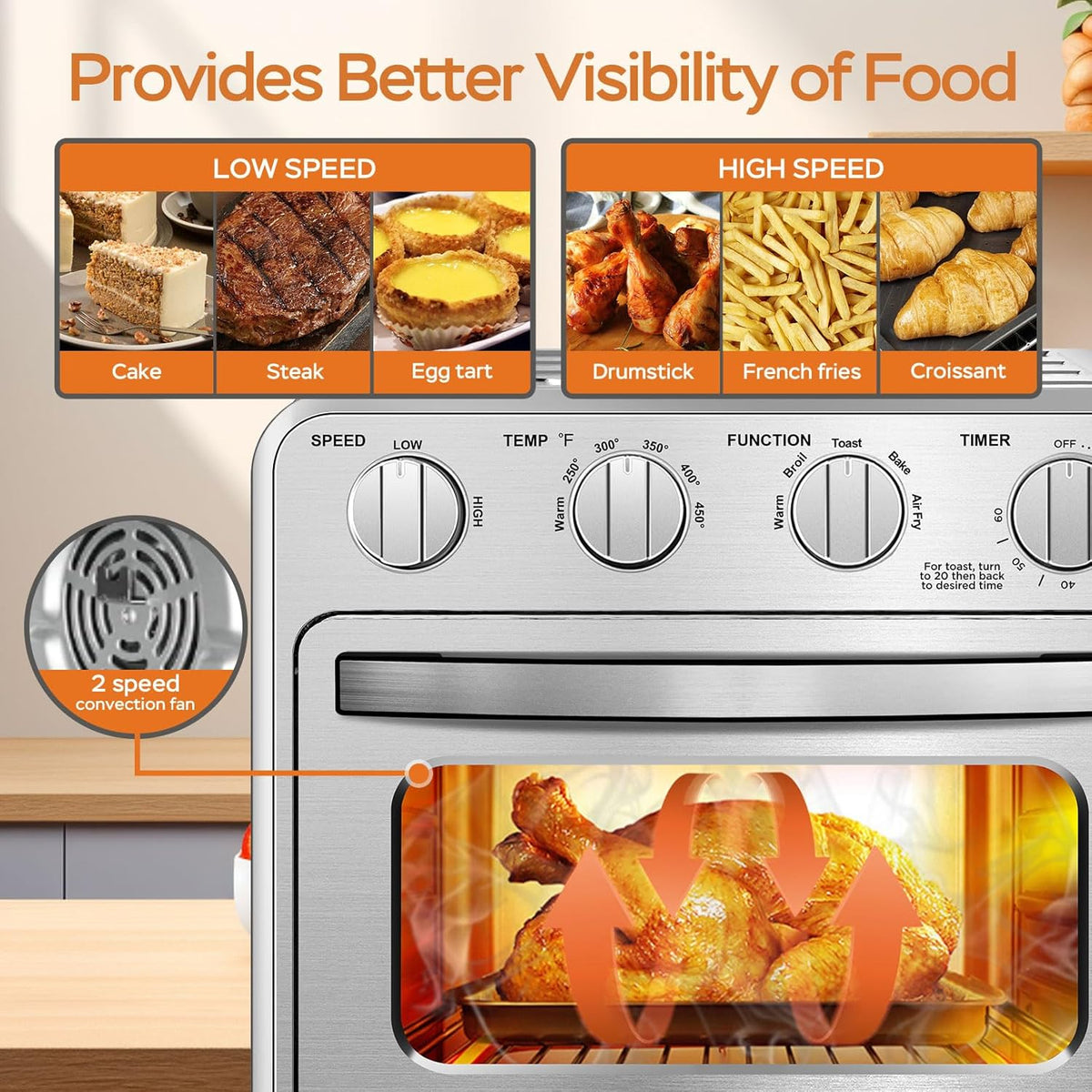 Air Fryer, Geek Chef Convection Air Fryer Toaster Oven, 4 Slice Toaster Airfryer Countertop Ovens