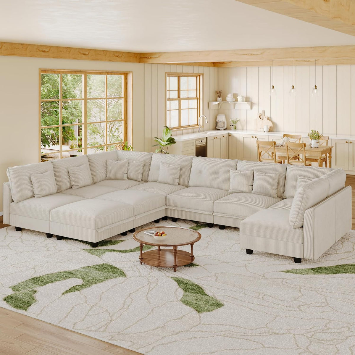 LLappuil Modular Sectional Sofa with Storage Seats, Corduroy Convertible Modular U Shaped Sectional