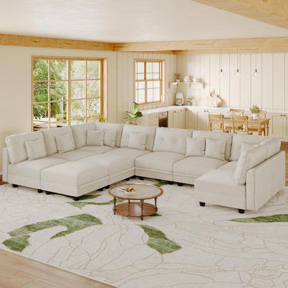 LLappuil Modular Sectional Sofa with Storage Seats, Corduroy Convertible Modular U Shaped Sectional