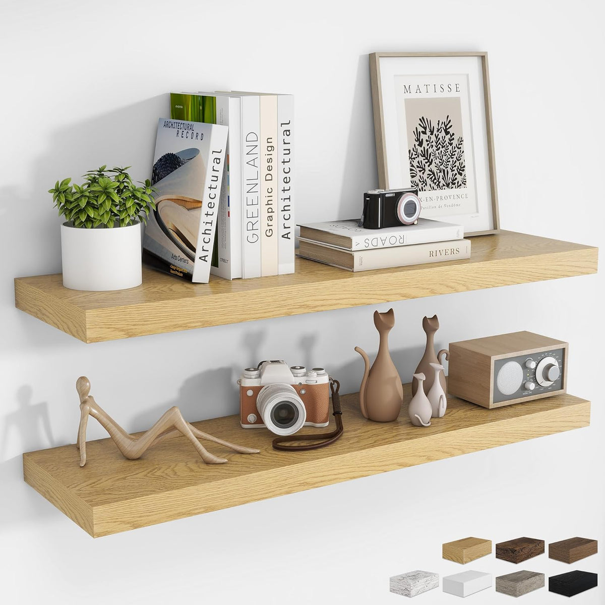 RICHFOCUS 40Inch Floating Shelves for Wall 2 Pack Shelves for Bedroom|Kitchen|Bathroom Wall Mounted