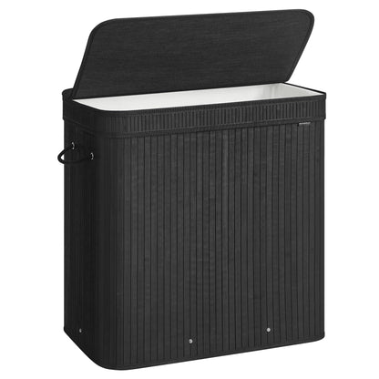 SONGMICS Laundry Hamper with Lid, Bamboo Laundry Basket, Removable Machine Washable Laundry Basket