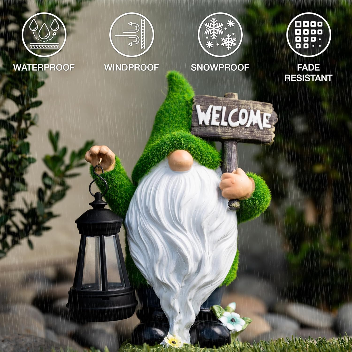 Garden Gnomes Outdoor with LED Solar Light - 11’’ Funny Gnome Decorations/ ornaments for