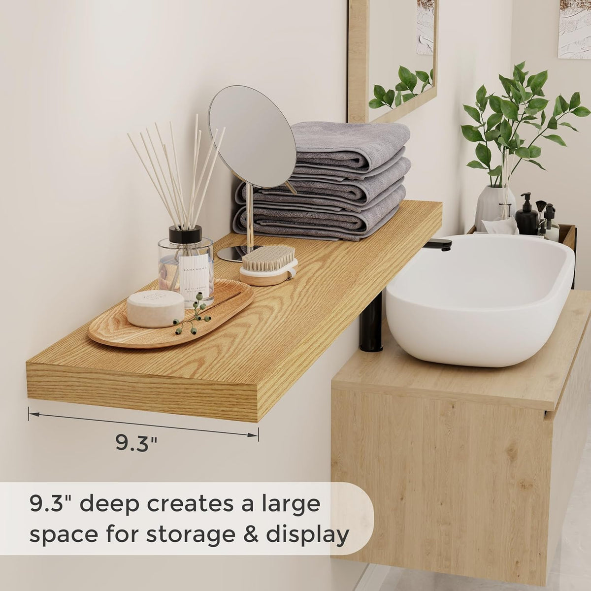 40 Inch Floating Shelvese, 40" W x 9" D Floating Shelf Set of 2, Farmhouse Wood Wall Shelves for