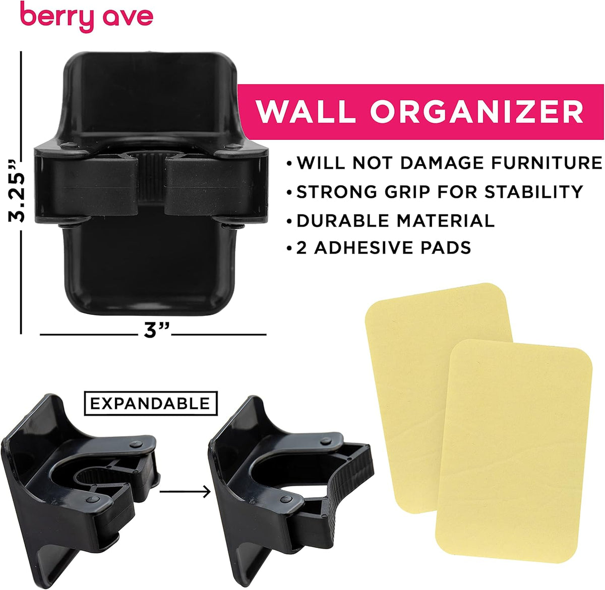 Combo 5 Slot Broom Holder w/ 1 Self Adhesive Mop Gripper No-Drilling, Wall Mount Tool Organizers