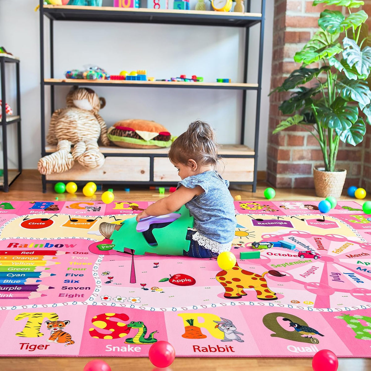 Kids Rugs for Playroom Bedroom Classroom Nursery, Non-Slip and Washable Rugs for Children Toddlers