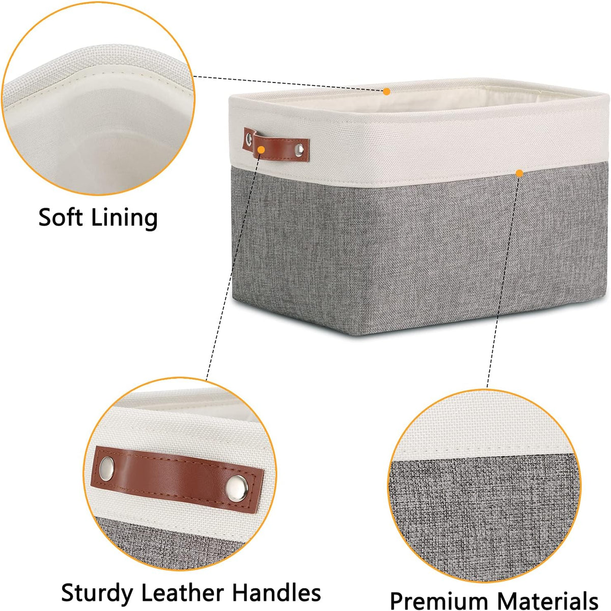 DULLEMELO Storage Baskets for Organizing, Rectangular Fabric Storage Bins Collapsible, Perfect for