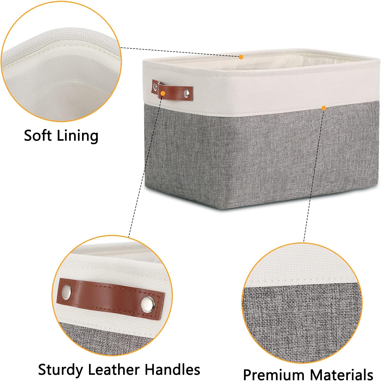 DULLEMELO Storage Baskets for Organizing, Rectangular Fabric Storage Bins Collapsible, Perfect for
