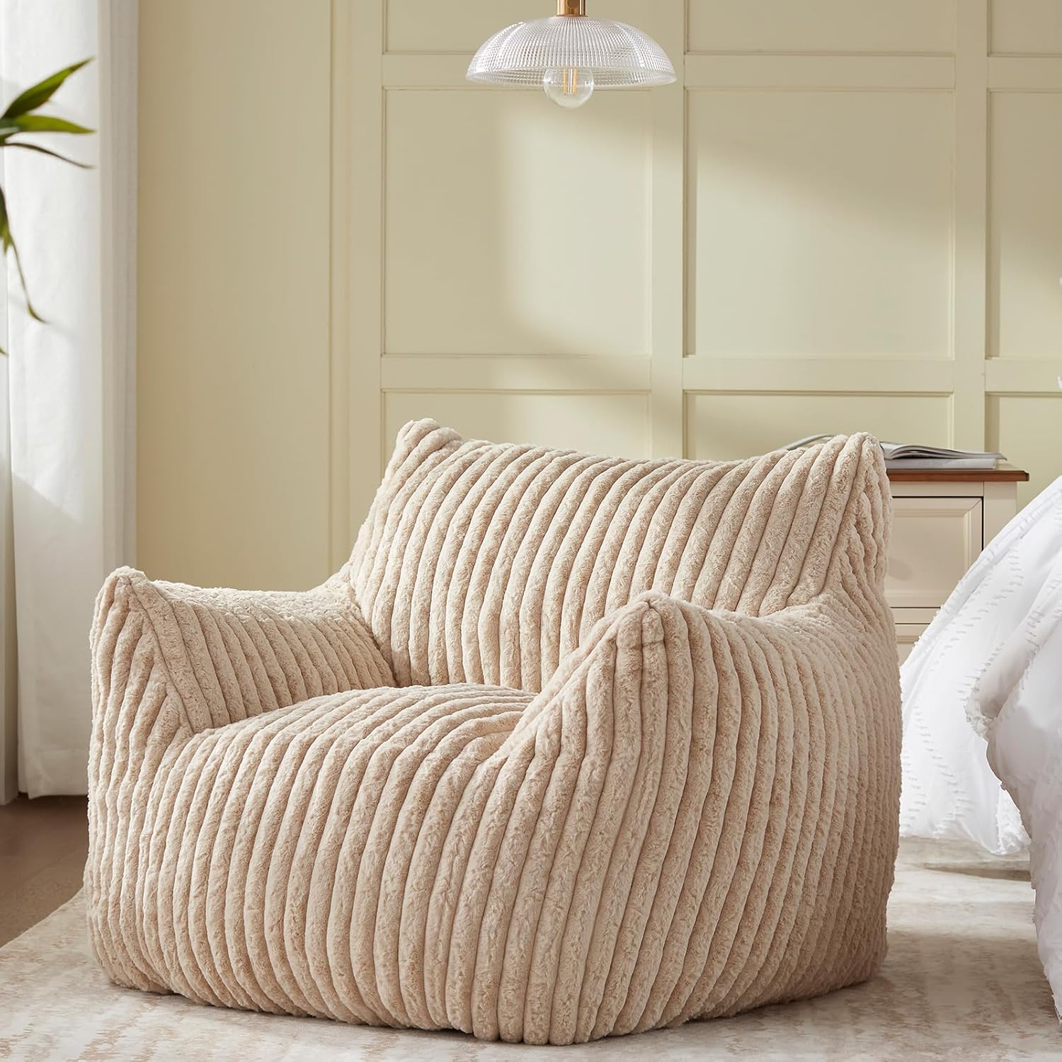 Giant Bean Bag Chairs for Adults Teens, Large Bean Bag Sofa Chairs with Filling Comfy Fuzzy BeanBag
