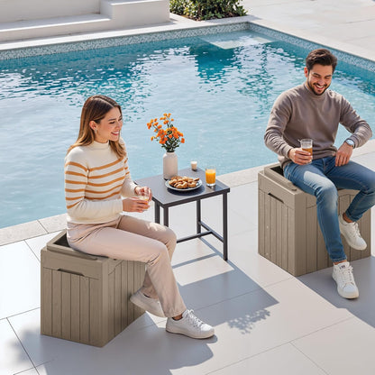 Devoko 30 Gallon Resin Deck Box 2 Pack Outdoor Indoor Waterproof Storage Box for Patio Furniture