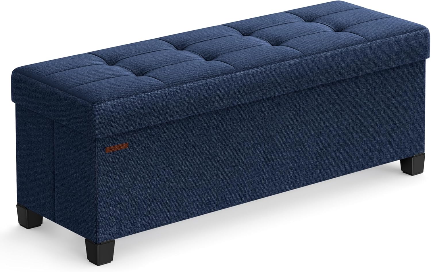 SONGMICS Storage Ottoman Bench, Foldable Foot Rest with Legs, 15 x 43 x 15.7 Inches, End of Bed