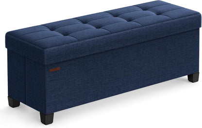SONGMICS Storage Ottoman Bench, Foldable Foot Rest with Legs, 15 x 43 x 15.7 Inches, End of Bed