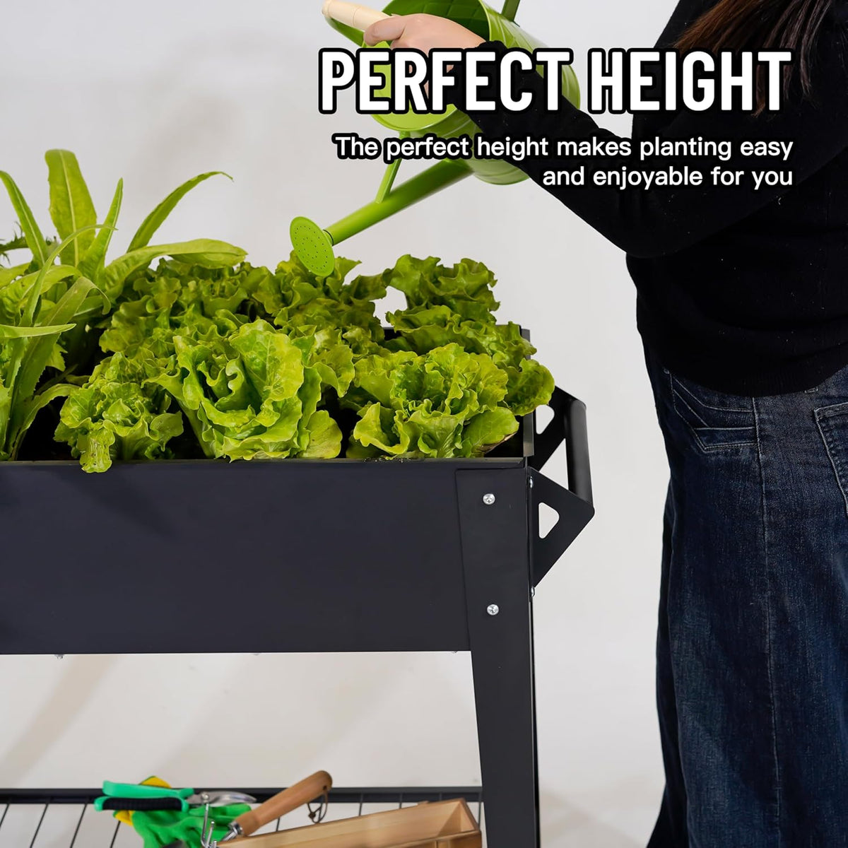 Elevate 32" Tall Raised Garden Bed Outdoor with Wheels & Shelf for Mobility, 400LBS Capacity