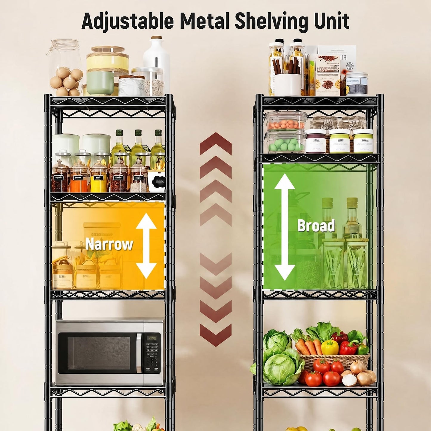 GRANNY SAYS 5-Tier Narrow Storage Shelves for Small Spaces – 15.8" W Metal Shelving Unit