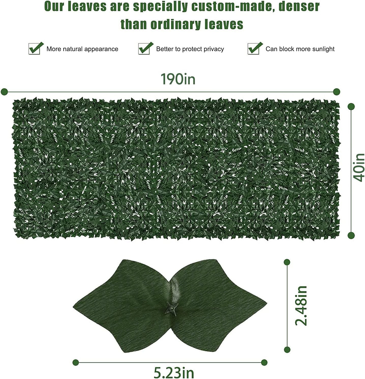 Faux Ivy Privacy Fence Screen Outdoor Expandable Artificial Greenery Roll Fake Hedge Wall Patio