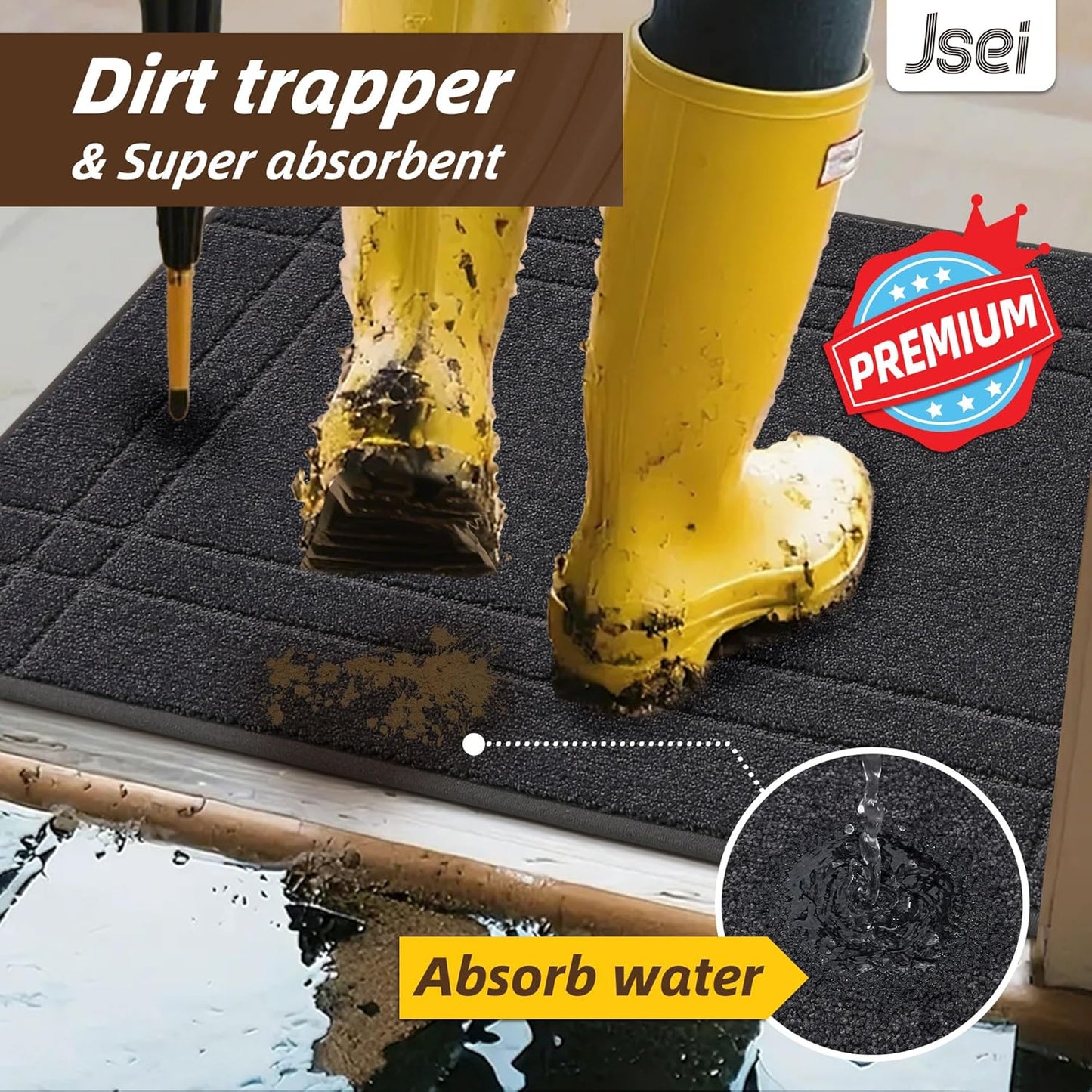 JSEI Entryway Rugs Doormat 20"x32", Non-Slip Dirt Trapper Door Mats Indoor, Washable Absorbent and