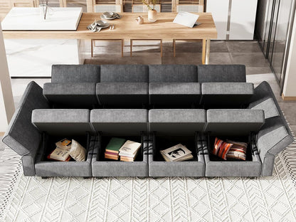 Belffin Modular Sectional Sleeper Sofa Bed Convertible Sectional Couches for Living Room. Dark Gery
