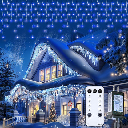 Icicle Outdoor Christmas Lights, 40Ft. 432 LED with 81 Drops, Dimmable Twinkle Fairy with Remote