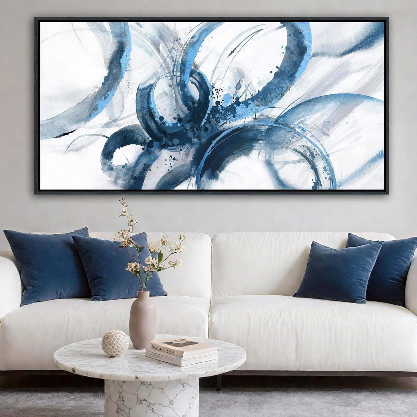 AJAZIKO Blue Wall Art Large Pictures for Living Room Abstract Wall Decor Wall Decoration Print
