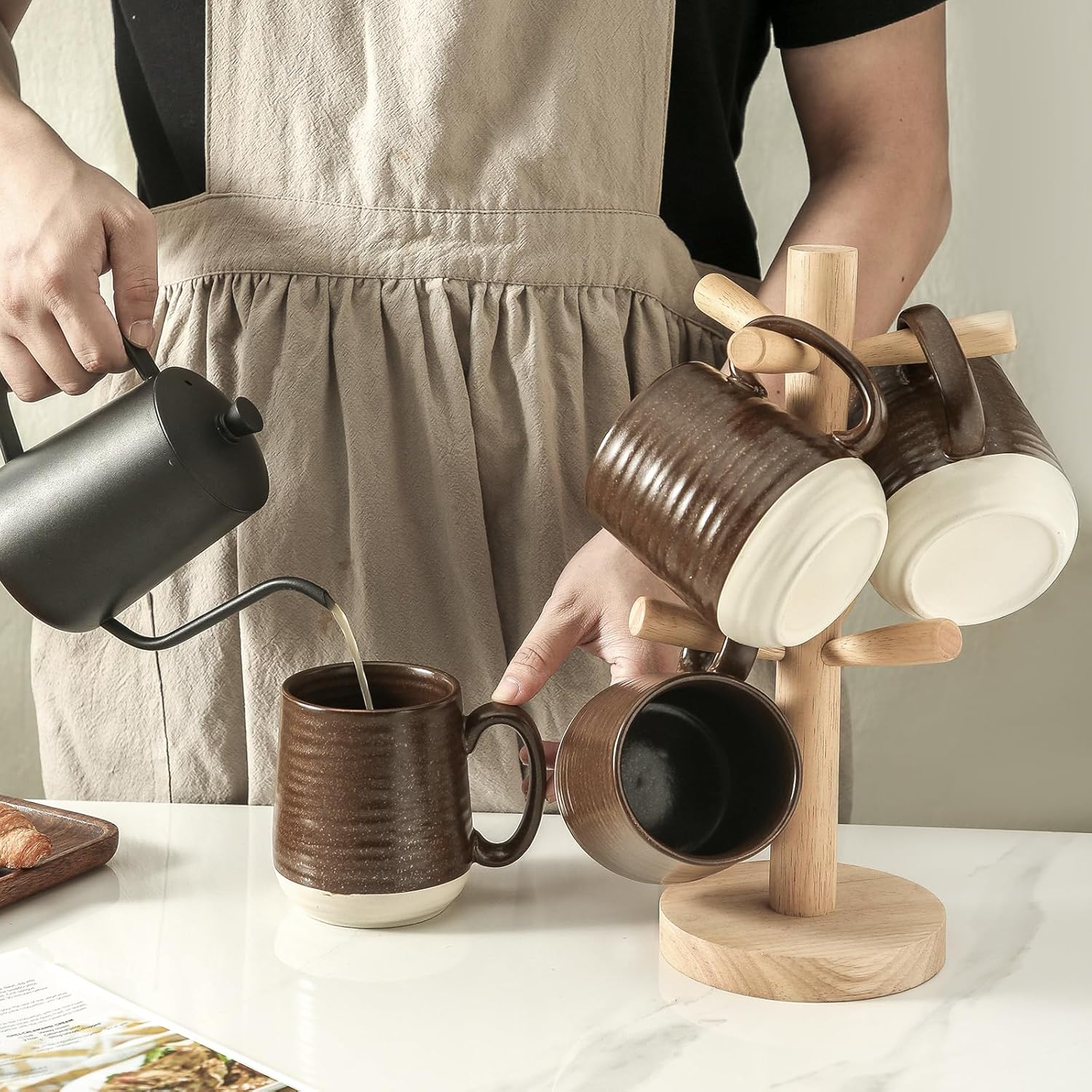 Hasense Porcelain Coffee Mugs Set of 4-15 Ounce Large Ceramic Coffee Cups Set with Handle for