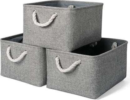 TheWarmHome Storage Bins - 3PCS Fabric Storage Baskets for Organizing Shelves | Large Basket Closet