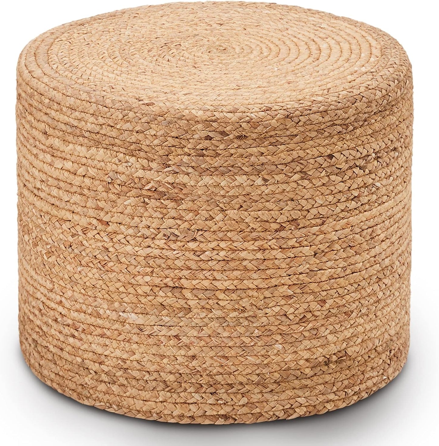 Wimarsbon 18'' Ottoman Pouf, Natural Braided Poof, Rustic Handweave Lounge Pouffe, Boho Footrest