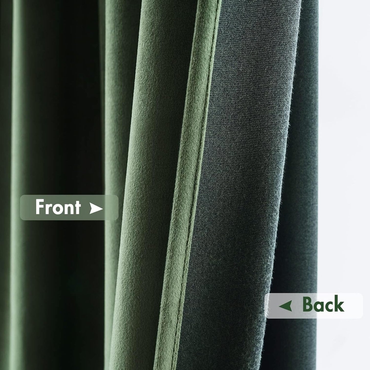 MIULEE Olive Green Velvet Curtains Thermal Insulated Blackout Curtain Drapes for Bedroom Living