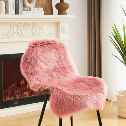 AMTOVO Faux Fur Rug, Blush Pink Small Area Rug, Fluffy Sheepskin Rug, Fuzzy Ultra Soft 2 x 3 ft