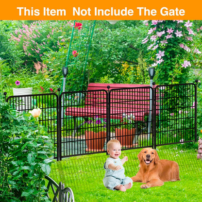 Doorless Garden Fences and Borders for Dogs, 36in(H) 14 Panels Total 31 Ft(L), Black Metal