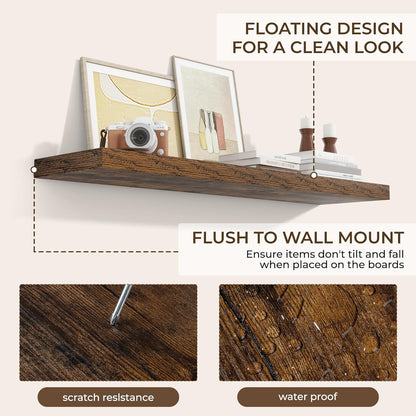 RICHFOCUS 40Inch Floating Shelves for Wall 2 Pack Shelves for Bedroom|Kitchen|Bathroom Wall Mounted