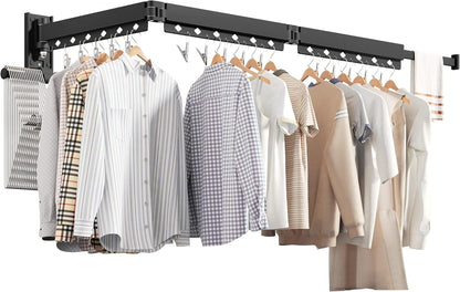 Wall Mounted Clothes Hanger, Aluminum Clothes Drying Rack, Space Saver, Retractable, Windproof