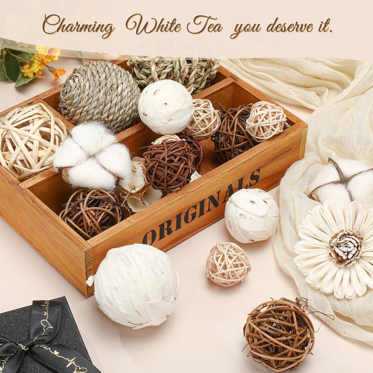 Riceshoot 2 Pack Decorative Balls Potpourri Bowl Filler Decor Natural Vase Bowl Filler Assorted