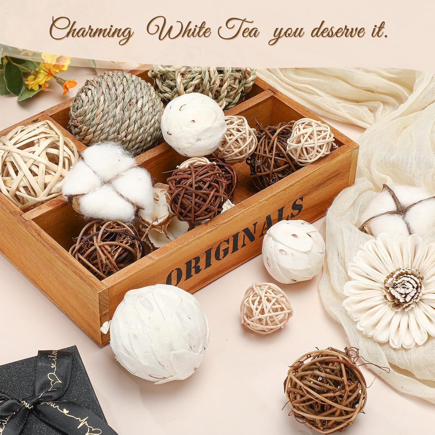 Riceshoot 2 Pack Decorative Balls Potpourri Bowl Filler Decor Natural Vase Bowl Filler Assorted