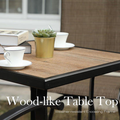 Sophia & William Outdoor Bar Set, Patio Bar Table & Chairs Set, Bar Height Patio Set - 2 x Swivel