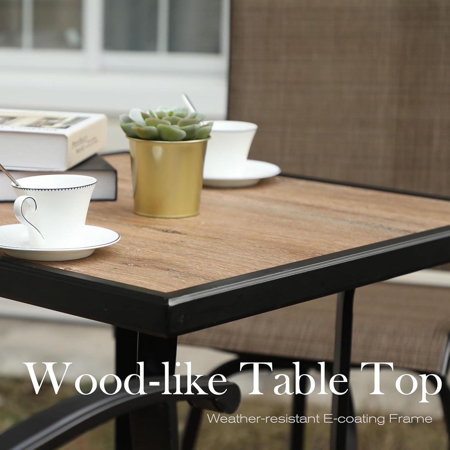 Sophia & William Outdoor Bar Set, Patio Bar Table and Chairs Set, Bar Height Patio Set - 4 x Swivel