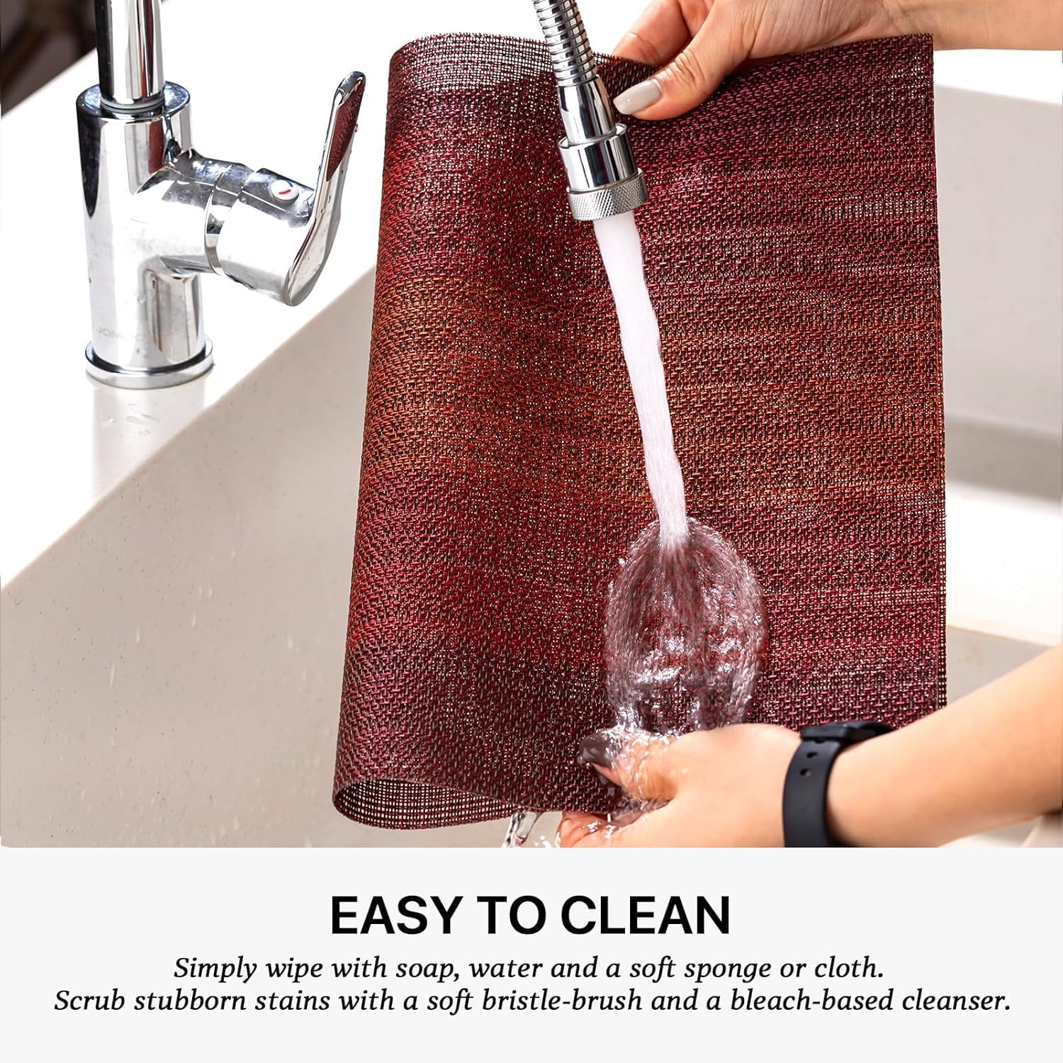 LEXMORE PlaceMats Set of 12 Vinyl/Plastic Woven Place Mats for Kitchen Table Indoor/Outdoor