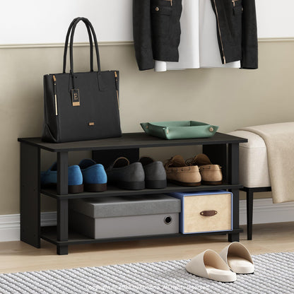 Furinno Turn-N-Tube Shoe Rack, 3-Tier Shoe Organizer, Shoe Storage with Compact Open Shelves, 15.5