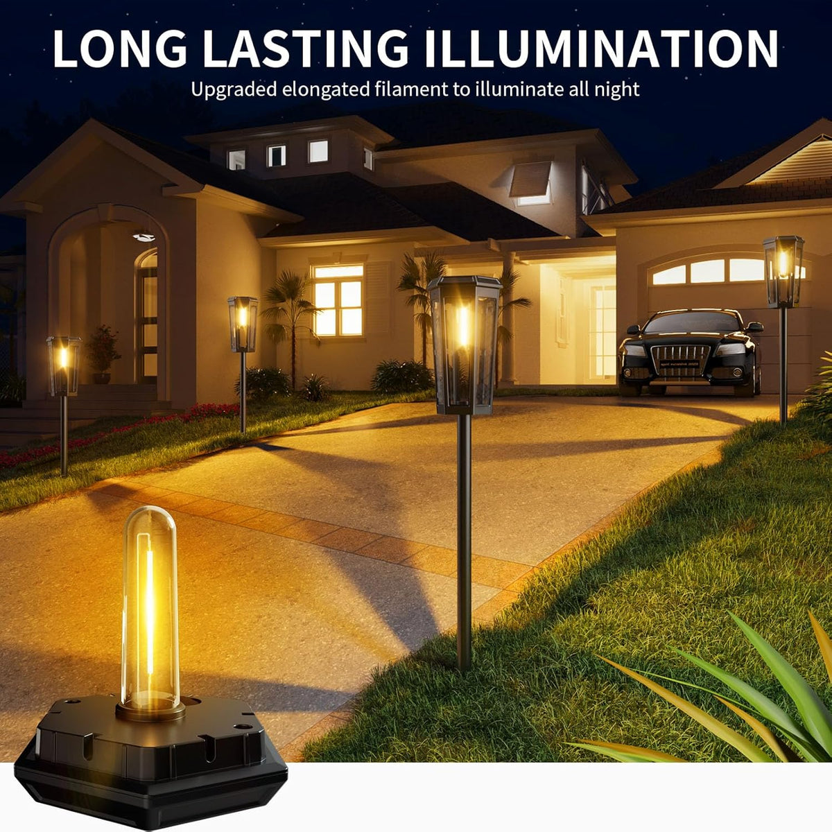 KINKAI Solar Pathway Lights Outdoor - 6 Pack Solar Garden Lights Driveway Light Landscape Lighting